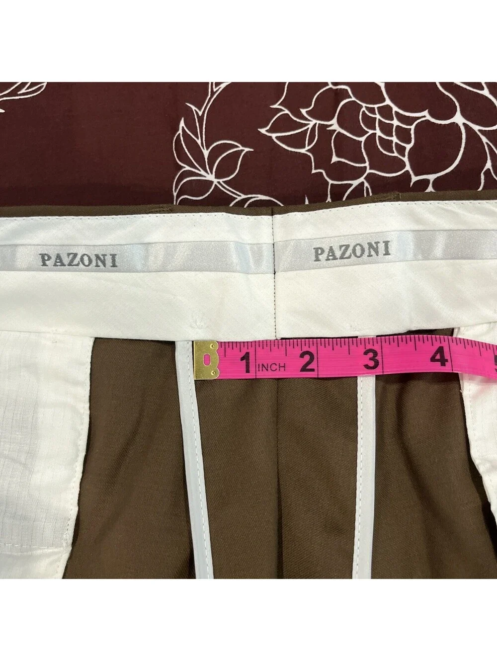 NWT PAZONI MENS DRESS PANTS TOBACCO BROWN WAIST 38 UNHEMMED MADE IN ITALY RP$195